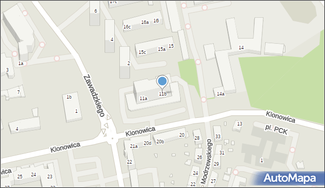 Szczecin, Klonowica Sebastiana, 11b, mapa Szczecina
