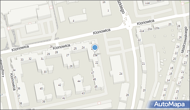 Szczecin, Klonowica Sebastiana, 23a, mapa Szczecina