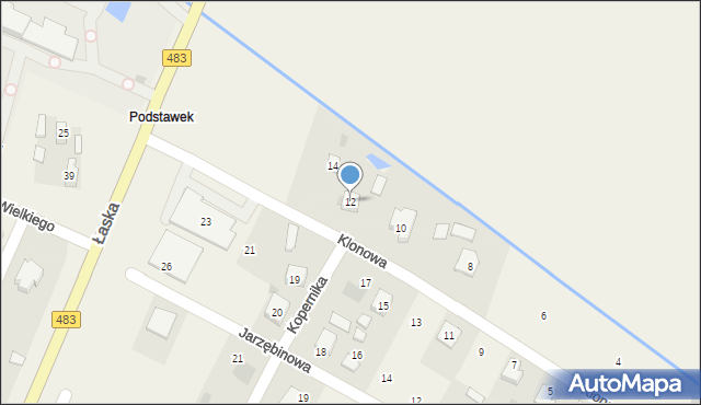 Szczerców, Klonowa, 12, mapa Szczerców