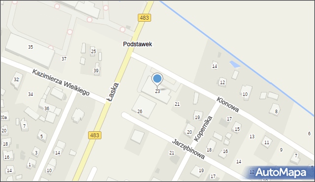 Szczerców, Klonowa, 23, mapa Szczerców