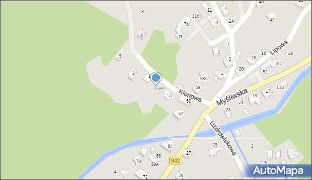 Szczyrk, Klonowa, 1b, mapa Szczyrk