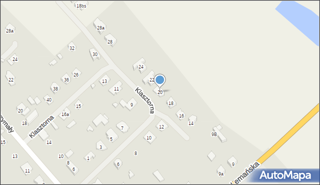 Szczytno, Klasztorna, 20, mapa Szczytno