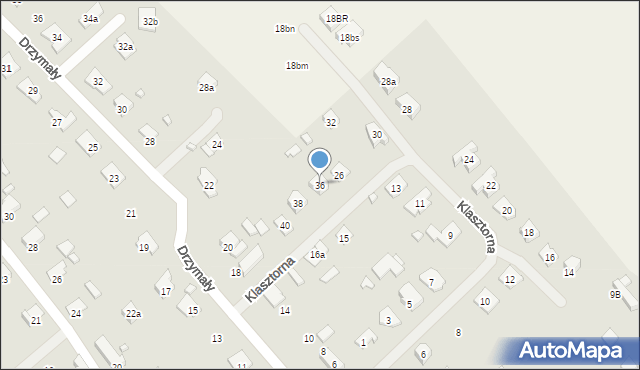 Szczytno, Klasztorna, 36, mapa Szczytno