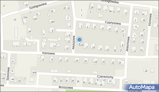 Szeligi, Klonowa, 15, mapa Szeligi