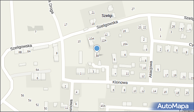 Szeligi, Klonowa, 3A, mapa Szeligi