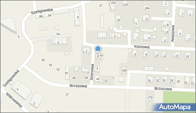 Szeligi, Klonowa, 4, mapa Szeligi