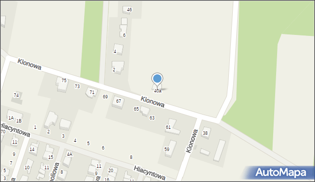 Szeligi, Klonowa, 40a, mapa Szeligi