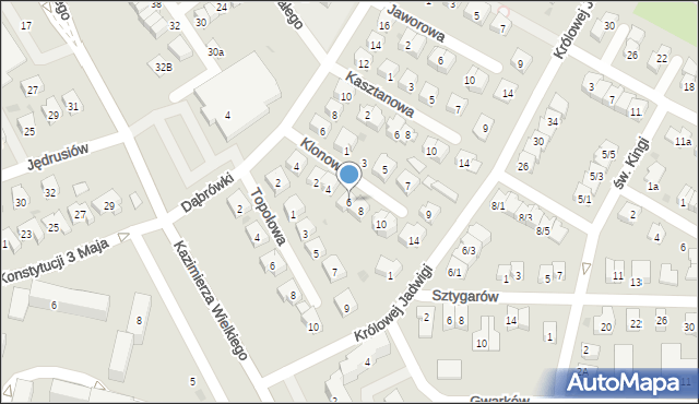 Tarnobrzeg, Klonowa, 6, mapa Tarnobrzegu