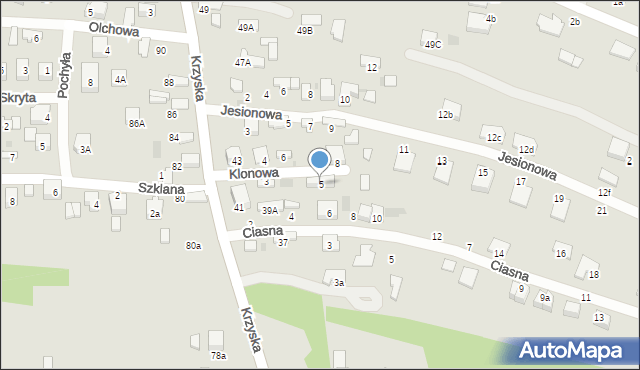 Tarnów, Klonowa, 5, mapa Tarnów