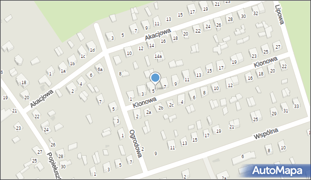 Terespol, Klonowa, 5A, mapa Terespol