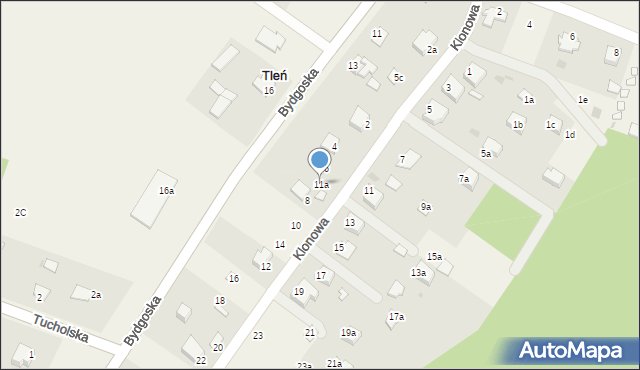 Tleń, Klonowa, 11a, mapa Tleń