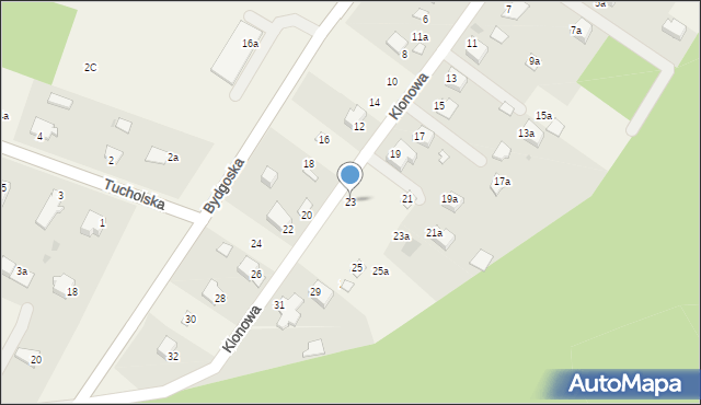 Tleń, Klonowa, 23, mapa Tleń