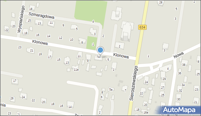 Tłuszcz, Klonowa, 7, mapa Tłuszcz
