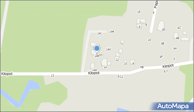 Toruń, Kłopot, 14b, mapa Torunia