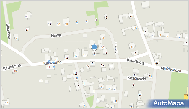 Tuczno, Klasztorna, 8, mapa Tuczno