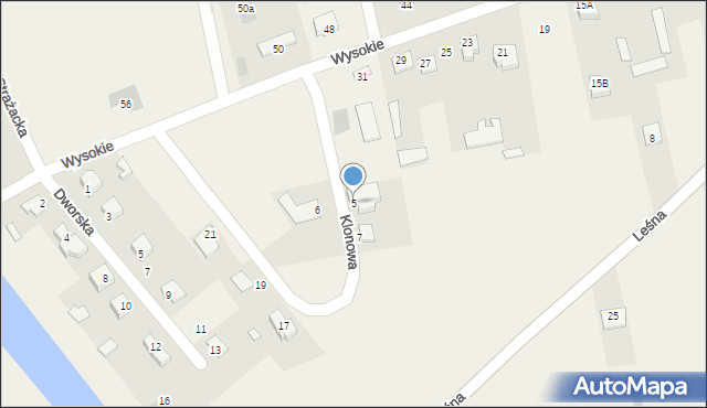 Turośń Kościelna, Klonowa, 5, mapa Turośń Kościelna