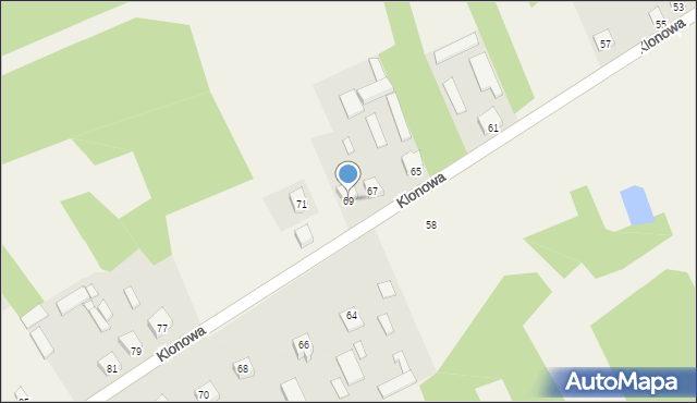 Turzyn, Klonowa, 69, mapa Turzyn