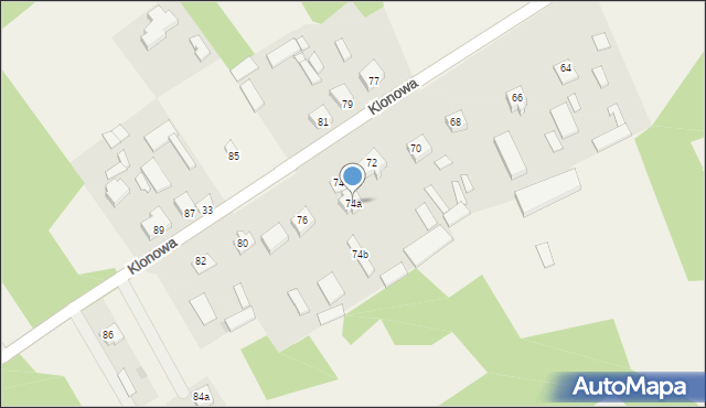 Turzyn, Klonowa, 74a, mapa Turzyn