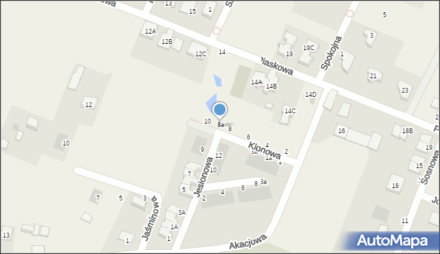 Tyniec Mały, Klonowa, 8a, mapa Tyniec Mały