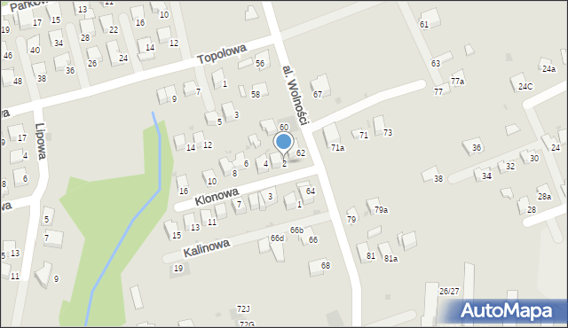 Wadowice, Klonowa, 2, mapa Wadowice