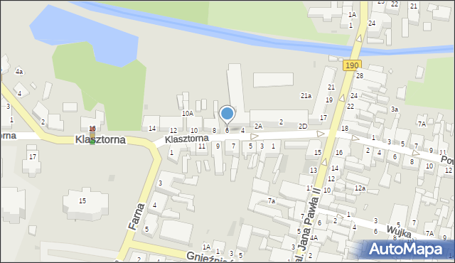 Wągrowiec, Klasztorna, 6, mapa Wągrowiec