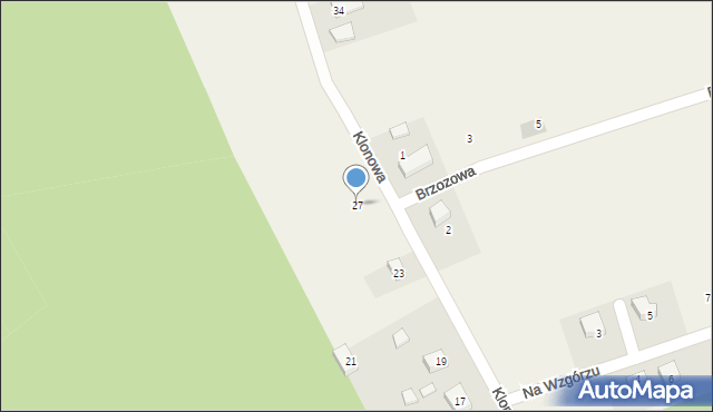 Warcino, Klonowa, 27, mapa Warcino