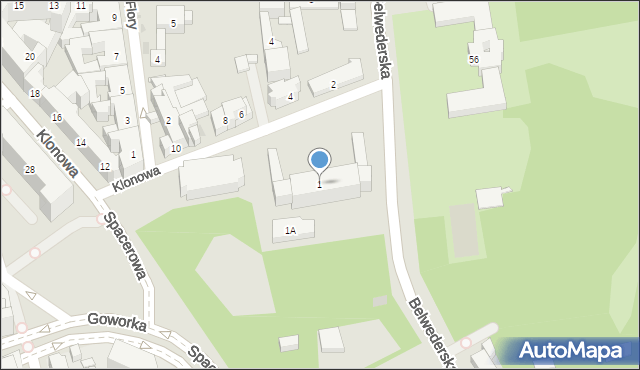 Warszawa, Klonowa, 1, mapa Warszawy