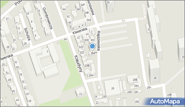 Warszawa, Klaudyny, 30A, mapa Warszawy