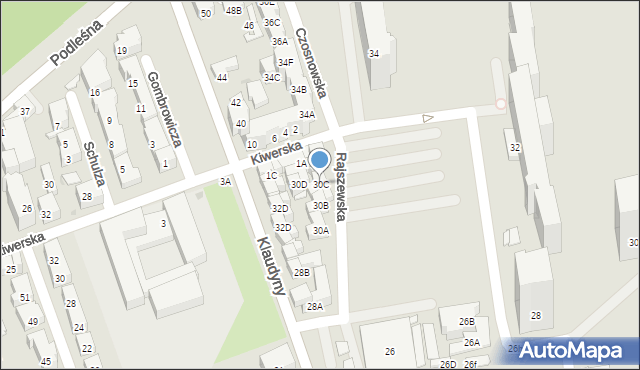 Warszawa, Klaudyny, 30C, mapa Warszawy
