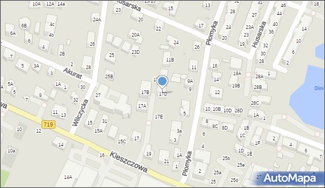 Warszawa, Kleszczowa, 17D, mapa Warszawy