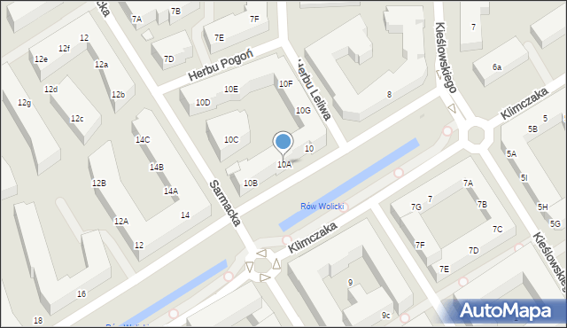 Warszawa, Klimczaka Franciszka, 10A, mapa Warszawy