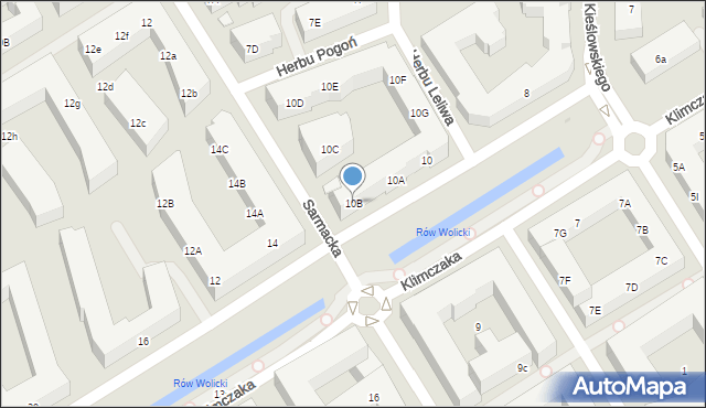 Warszawa, Klimczaka Franciszka, 10B, mapa Warszawy