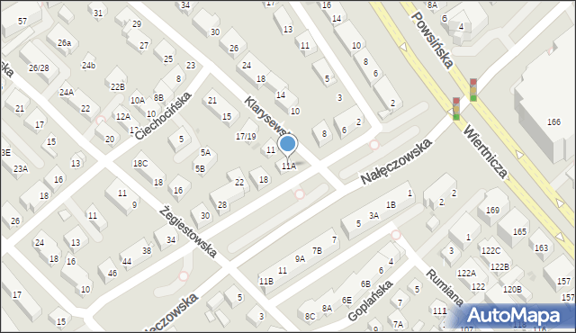 Warszawa, Klarysewska, 11A, mapa Warszawy