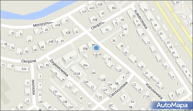 Warszawa, Klarysewska, 31, mapa Warszawy