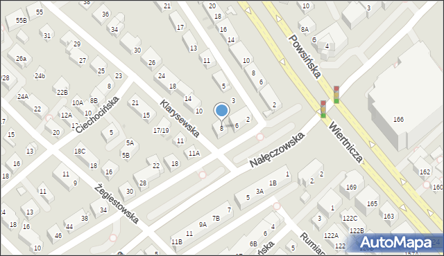 Warszawa, Klarysewska, 8, mapa Warszawy