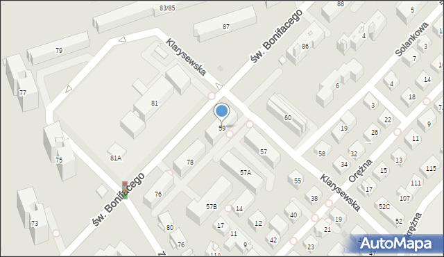 Warszawa, Klarysewska, 59, mapa Warszawy