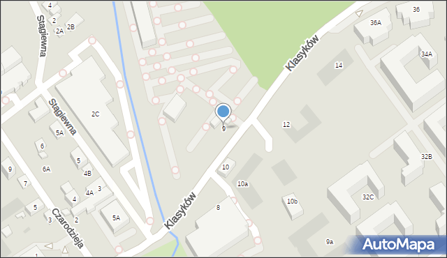 Warszawa, Klasyków, 9, mapa Warszawy