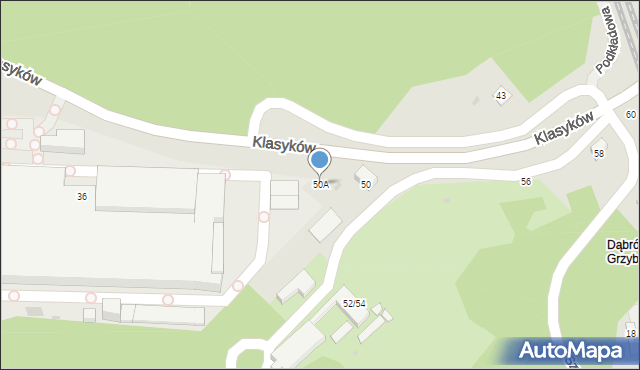 Warszawa, Klasyków, 50A, mapa Warszawy