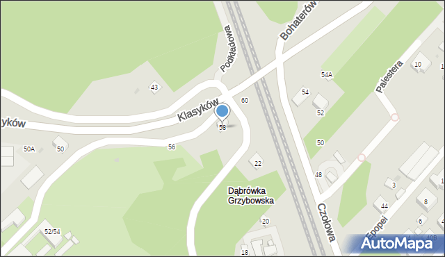 Warszawa, Klasyków, 58, mapa Warszawy