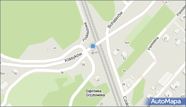 Warszawa, Klasyków, 60, mapa Warszawy