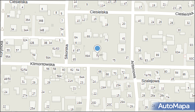 Warszawa, Klimontowska, 71, mapa Warszawy