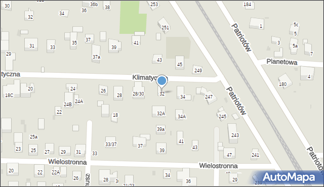 Warszawa, Klimatyczna, 32, mapa Warszawy