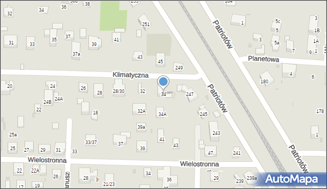 Warszawa, Klimatyczna, 34, mapa Warszawy