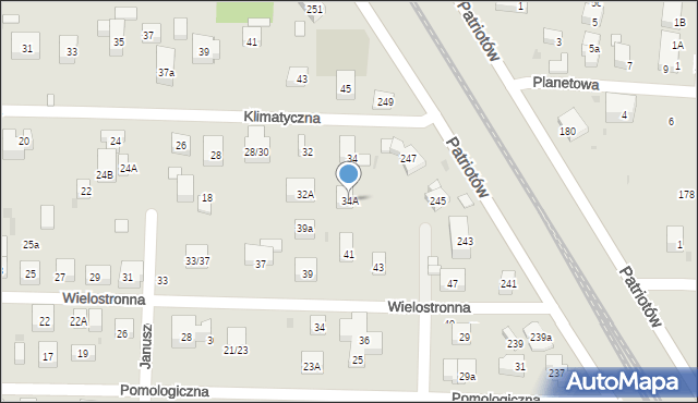 Warszawa, Klimatyczna, 34A, mapa Warszawy