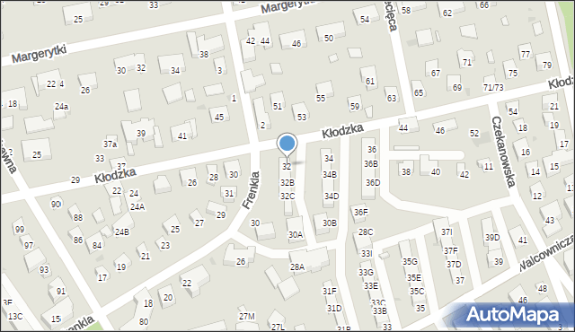 Warszawa, Kłodzka, 32, mapa Warszawy