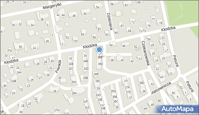 Warszawa, Kłodzka, 36B, mapa Warszawy