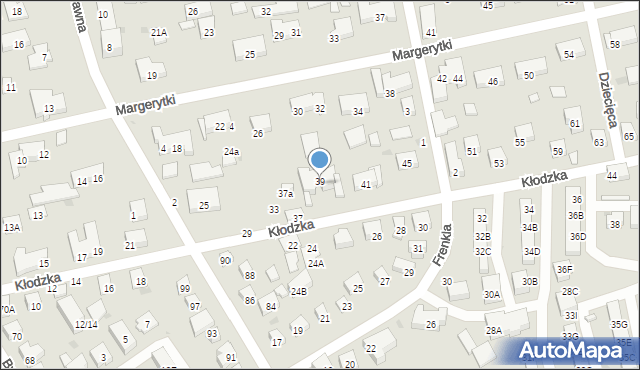 Warszawa, Kłodzka, 39A, mapa Warszawy