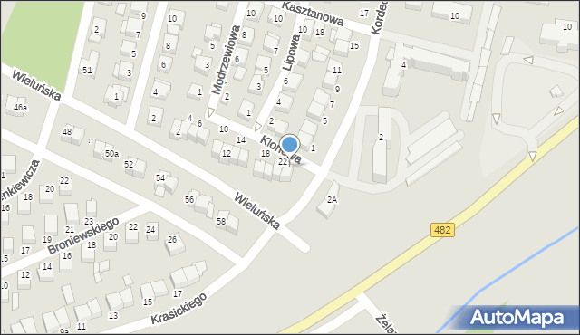 Wieruszów, Klonowa, 24, mapa Wieruszów