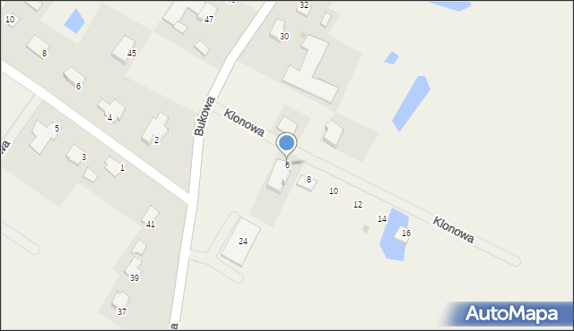 Wikielec, Klonowa, 6, mapa Wikielec