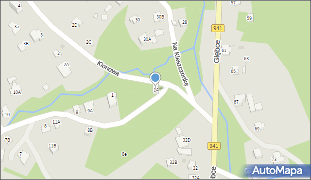 Wisła, Klonowa, 1A, mapa Wisła
